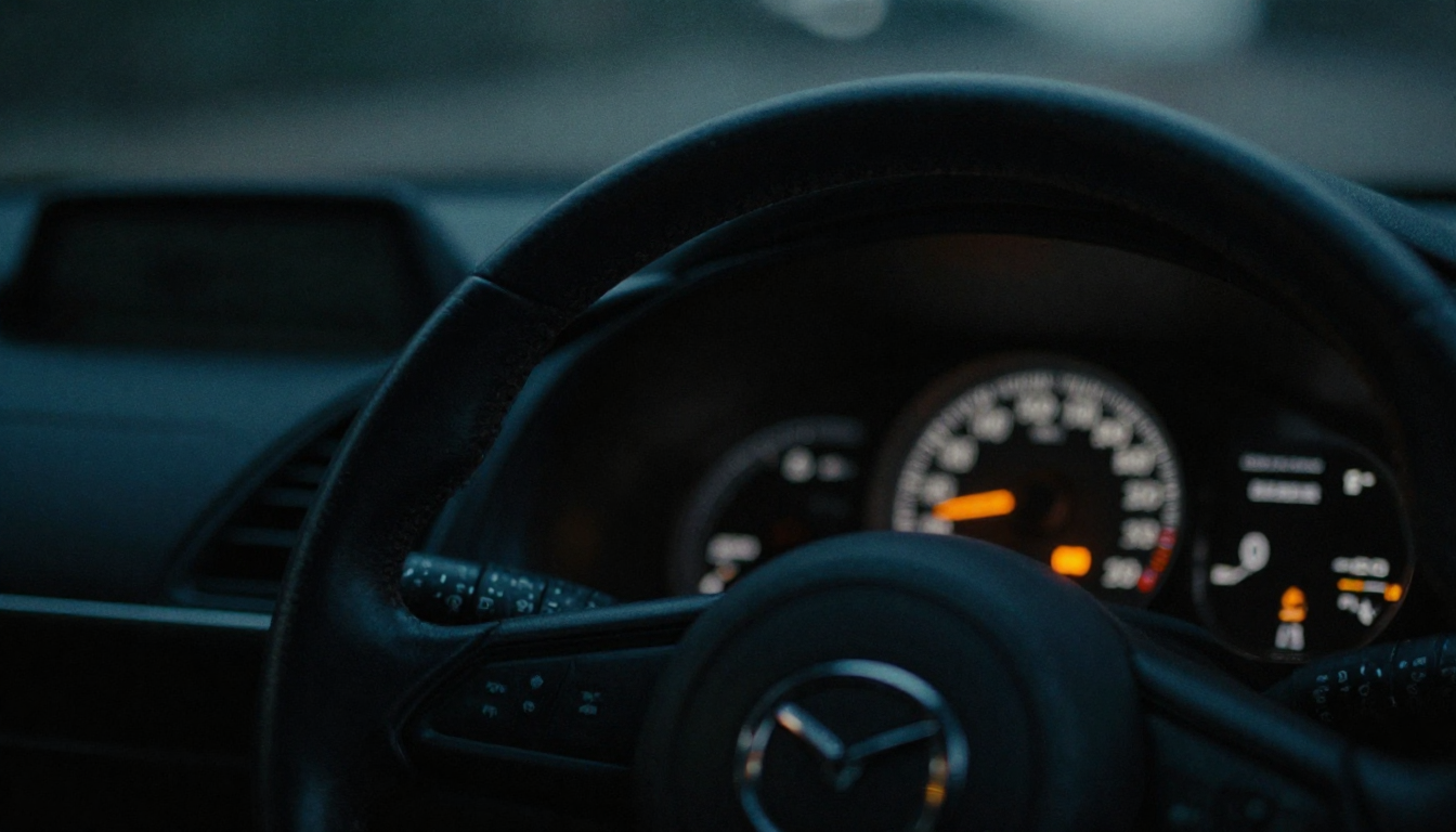 Приборная панель автомобиля Мазда с ошибкой Check Engine